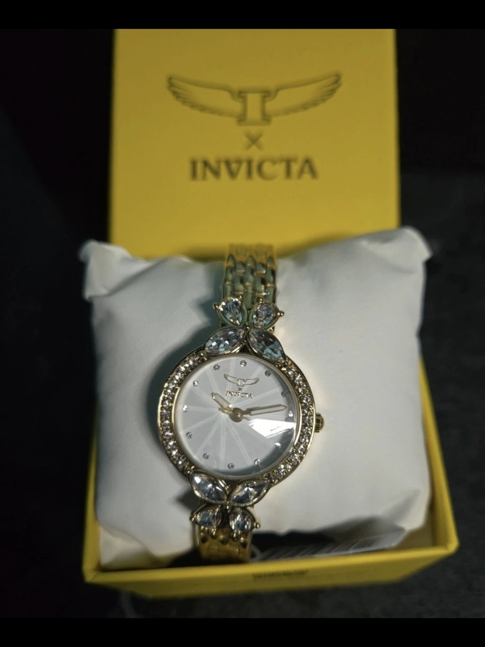69095 Invicta Wildflower I Butterflies Crystals Gold Tone Womens Watch 30mm